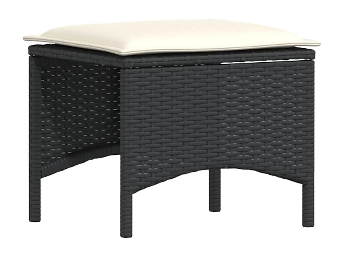 Salon de jardin 4 pcs avec coussins noir résine tressée