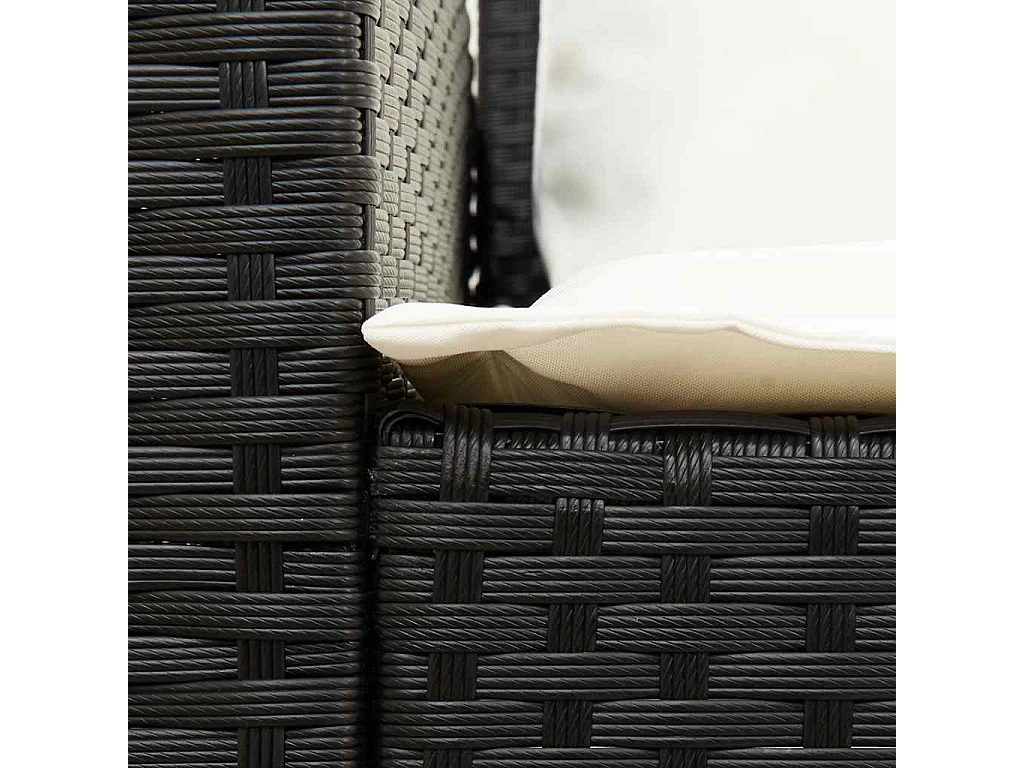 4-delige Loungeset met kussens poly rattan zwart