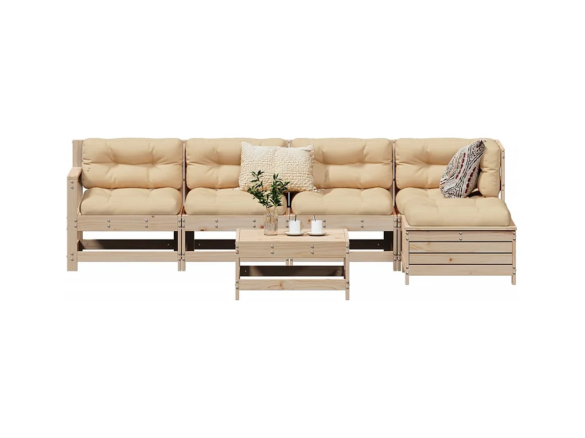 6-delige Loungeset massief grenenhout