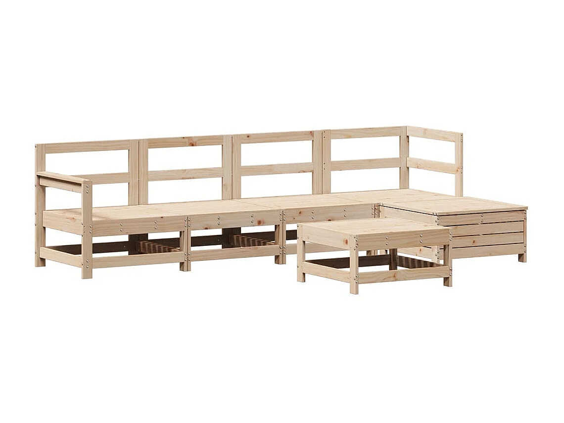 6 pcs conjunto sofás de jardim madeira de pinho maciça