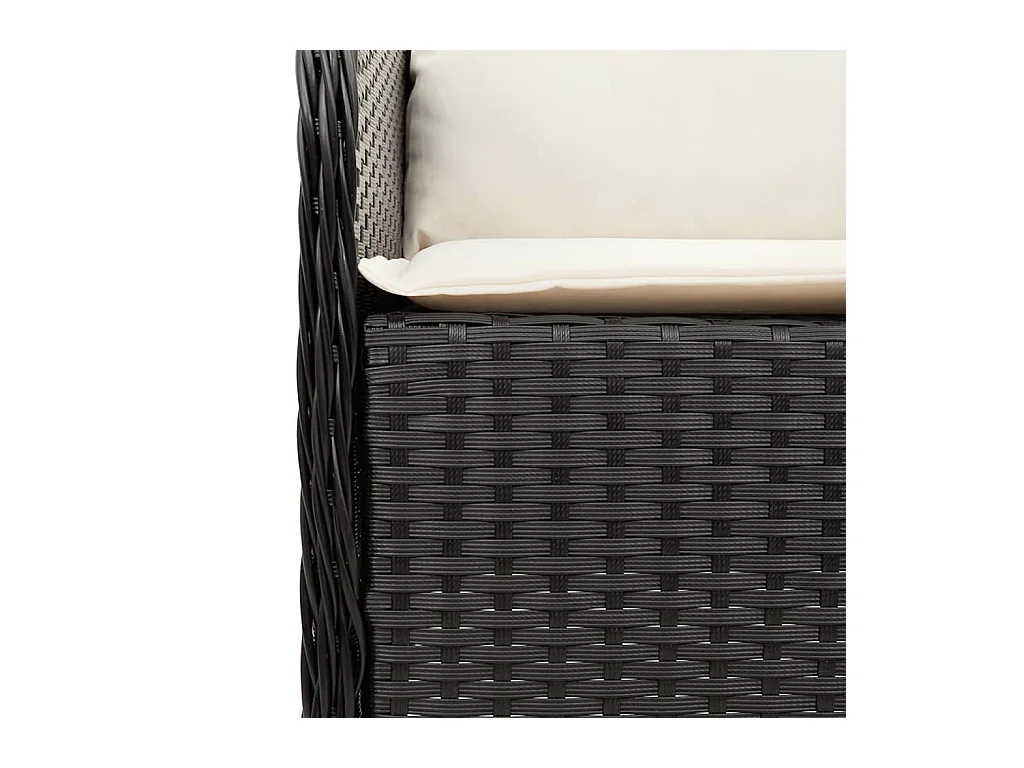 Ensemble à manger de jardin coussins 7pcs Noir Résine tressée