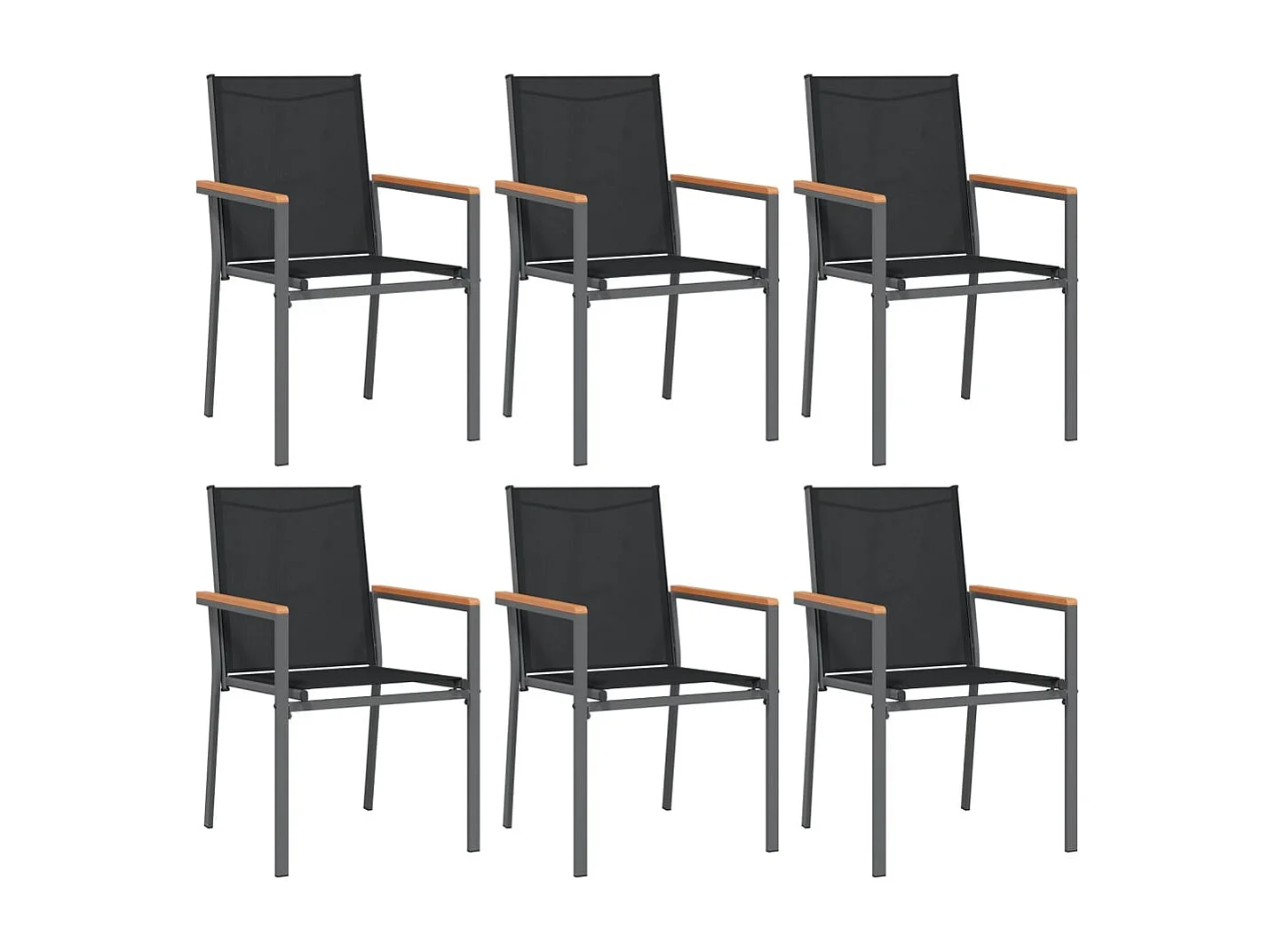 7-tlg. Garten-Essgruppe Schwarz Textilene und Stahl