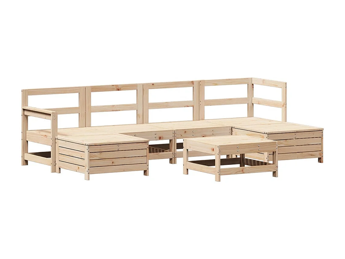 7 pcs conjunto de sofás para jardim madeira de pinho maciça
