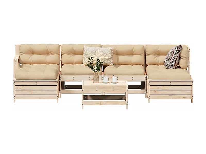 7 pcs conjunto de sofás para jardim madeira de pinho maciça