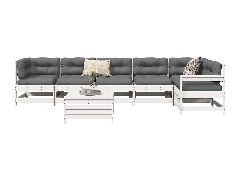 7-delige Loungeset massief grenenhout wit