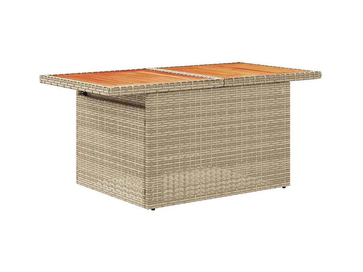 7-delige Loungeset met kussens poly rattan acacia beige