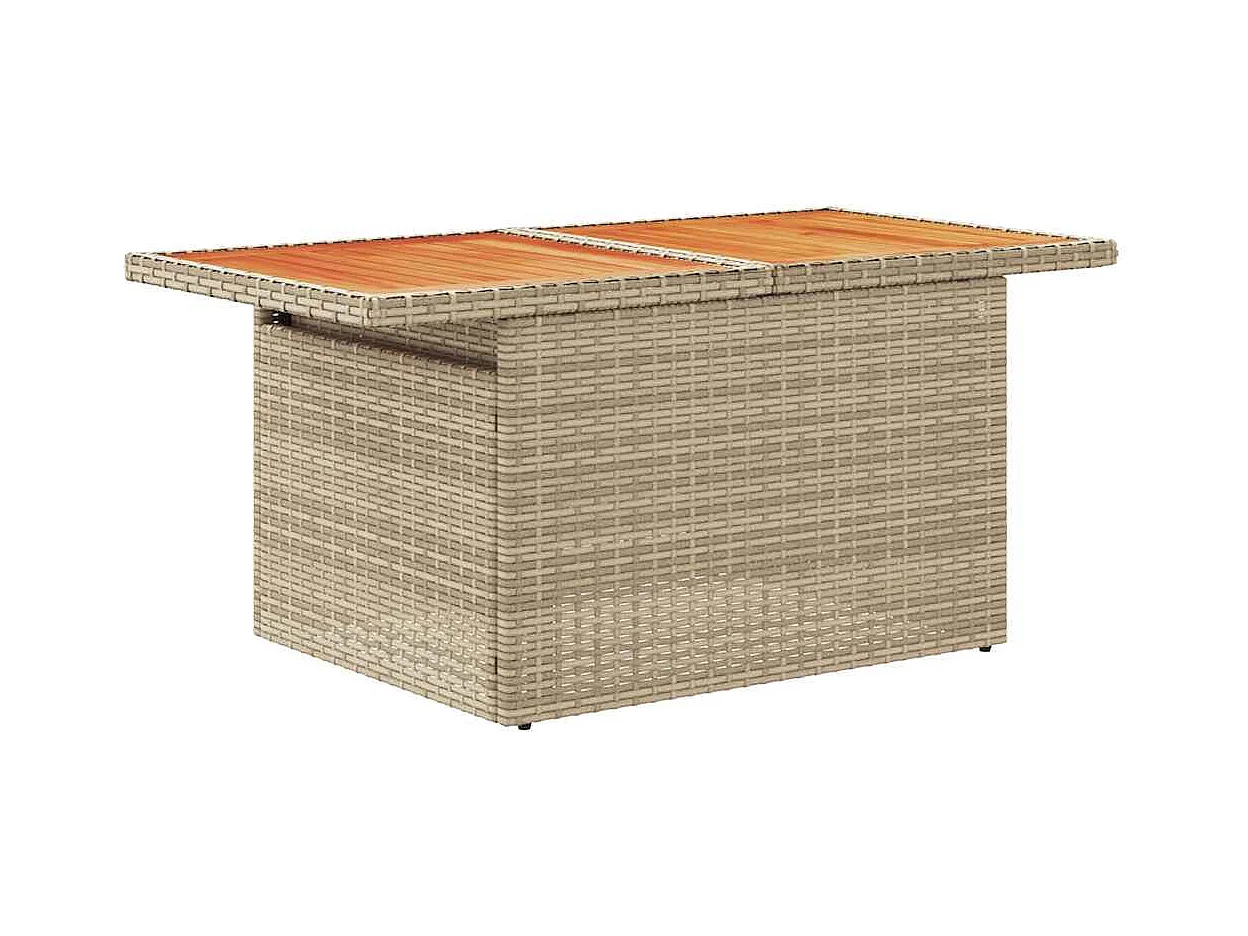 Salon de jardin avec coussins 7 pcs beige résine tressée acacia