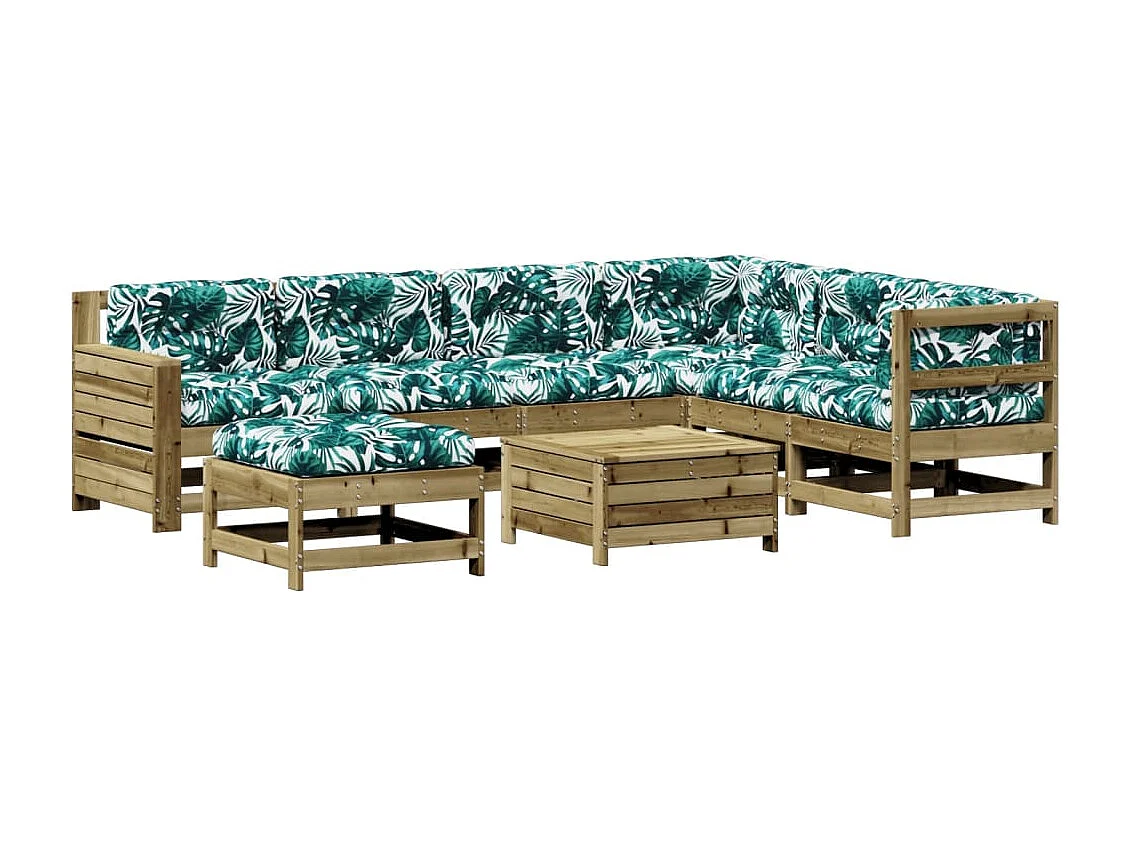 8 pcs conjunto lounge de jardim c/ almofadões pinho impregnado