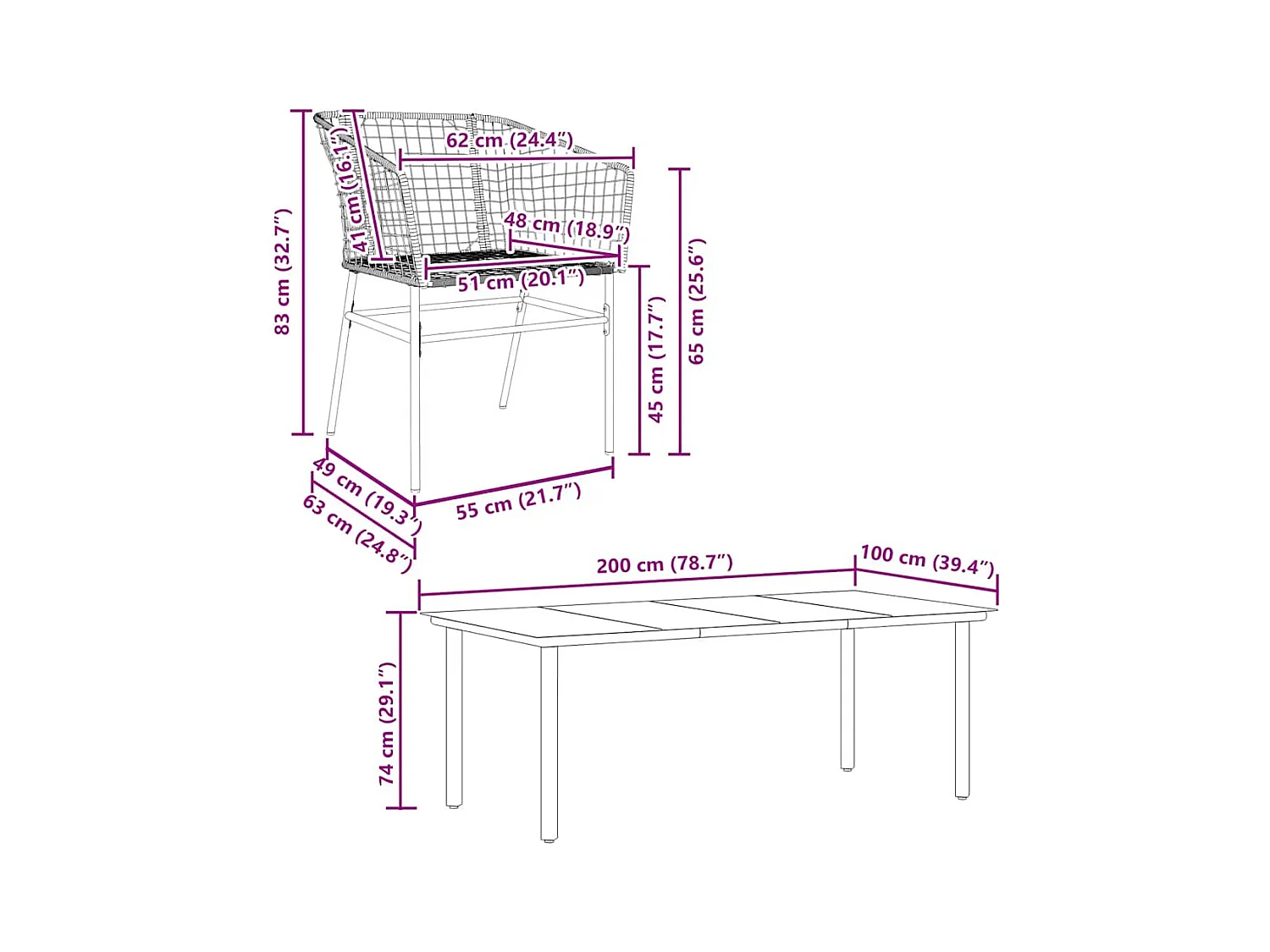 7-teiliges Garten-Esszimmerset Braunes Polyrattanglas