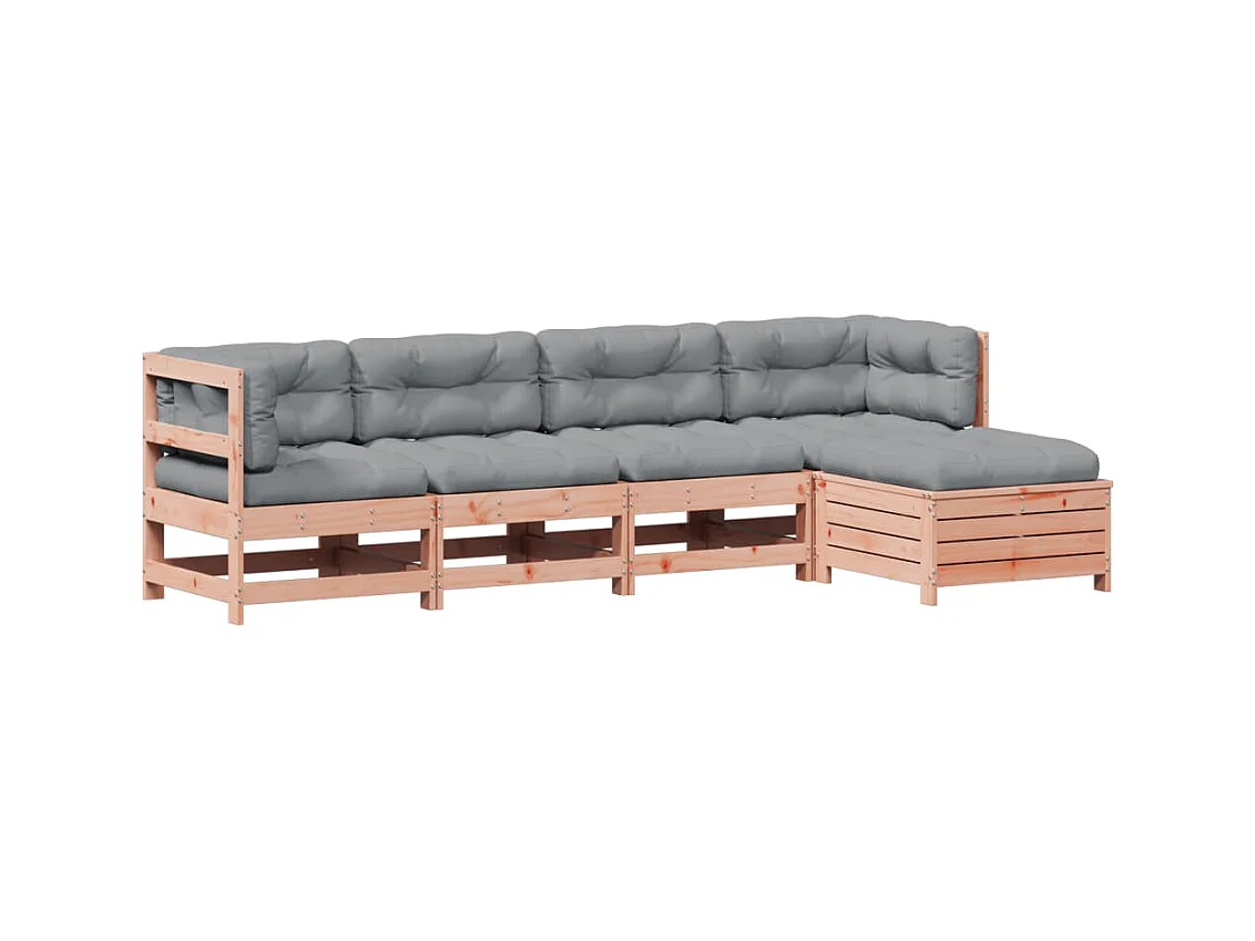 Set Divani Giardino 5 pz con Cuscini Legno Massello di Douglas