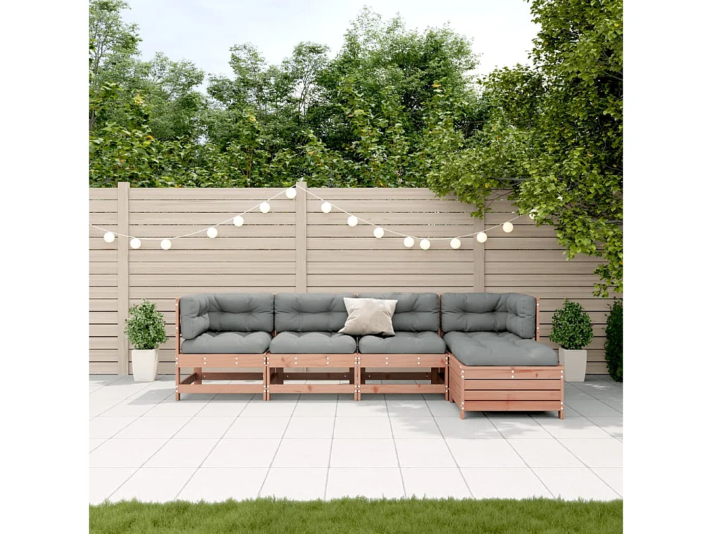 Salon de jardin 5 pcs avec coussins bois massif douglas