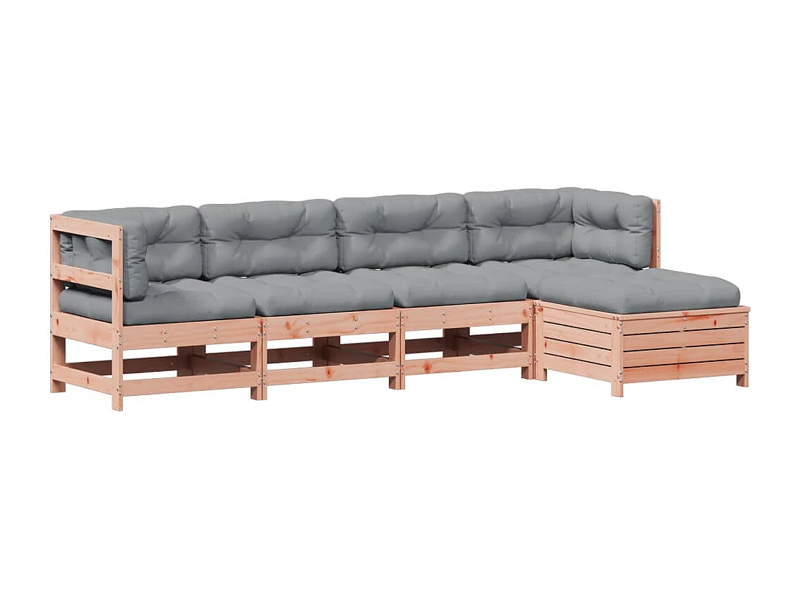 Salon de jardin 5 pcs avec coussins bois massif douglas