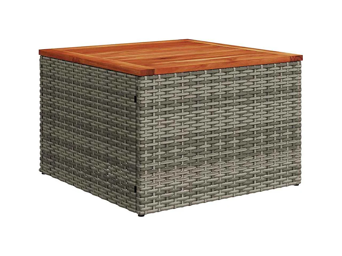 6 pcs conjunto sofás p/ jardim c/ almofadões vime PE cinzento