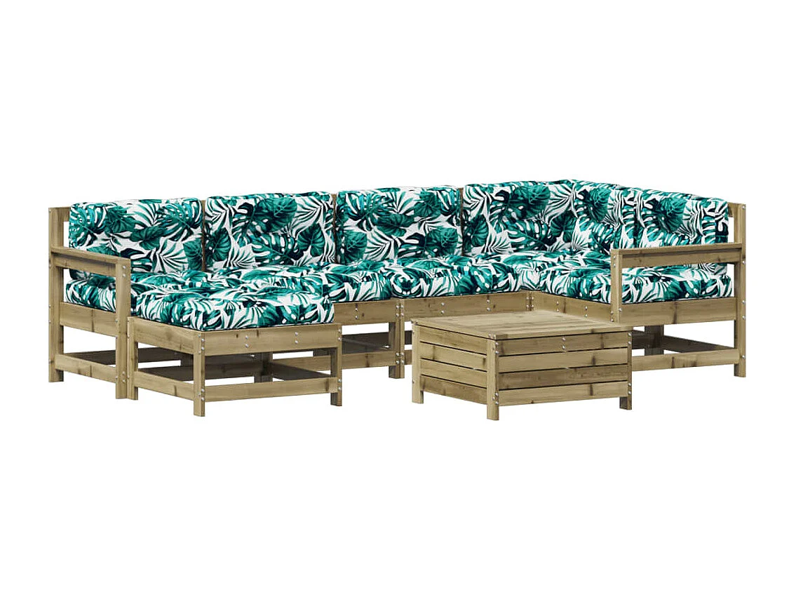 7-tlg. Garten-Lounge-Set mit Kissen Imprägniertes Kiefernholz