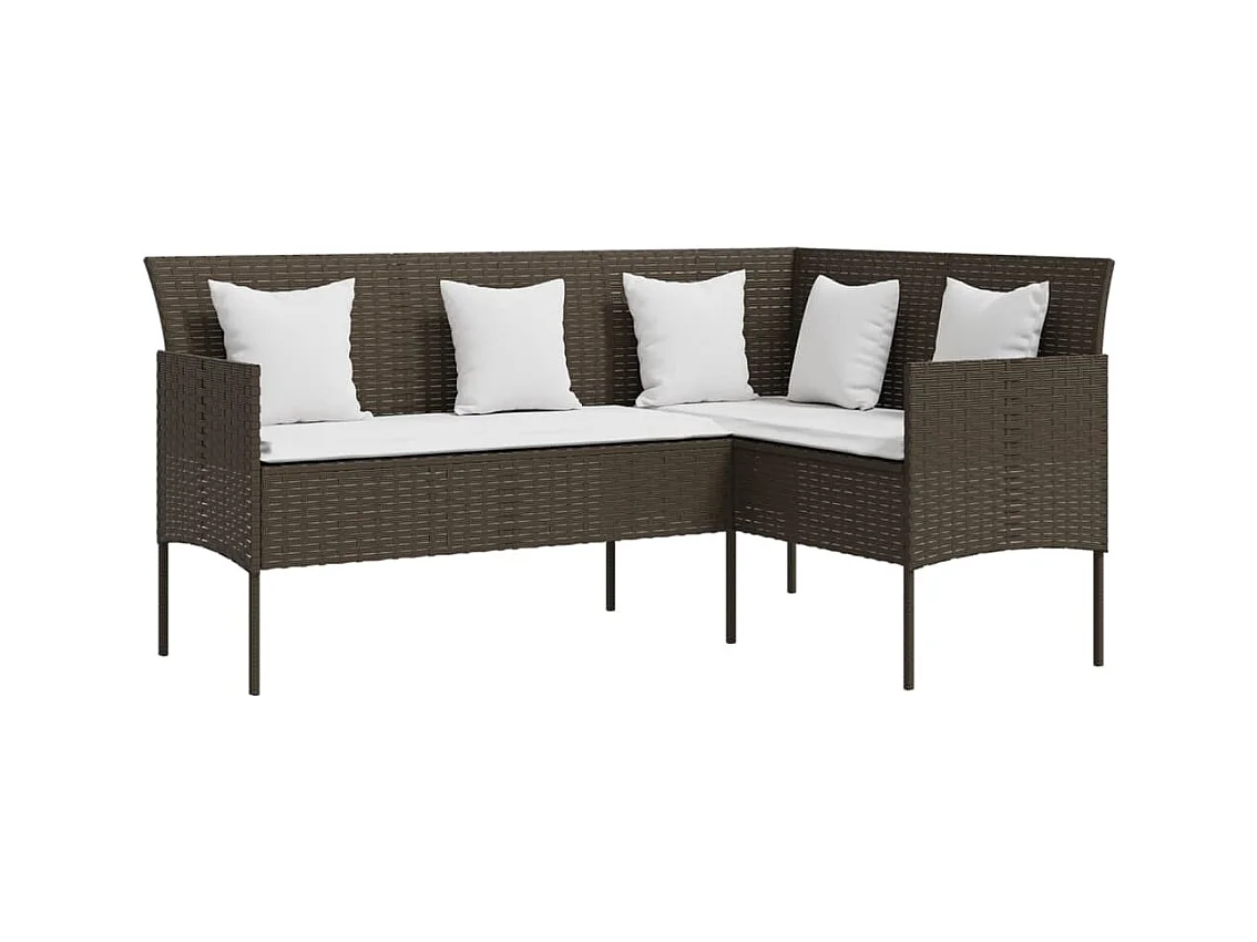 Set de sofás forma de L 5 pzas cojines ratán sintético marrón