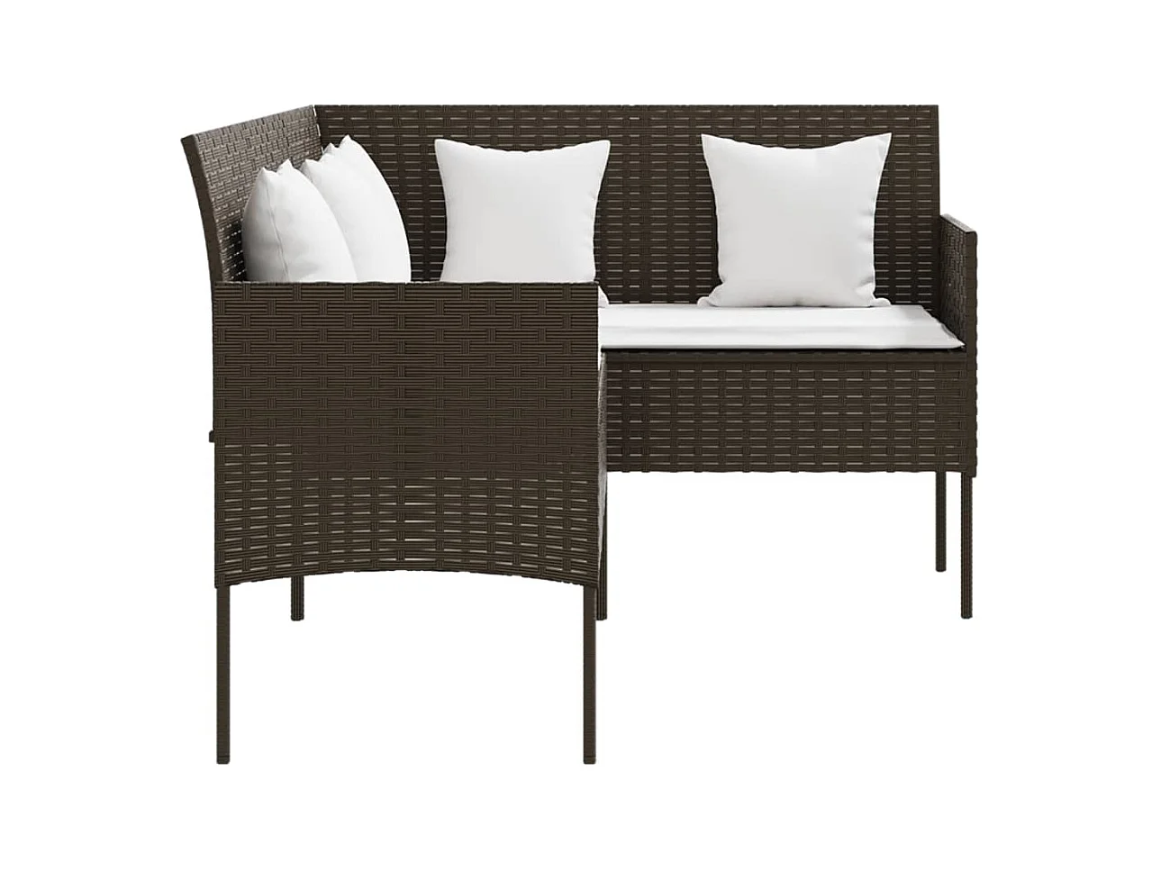 Set de sofás forma de L 5 pzas cojines ratán sintético marrón