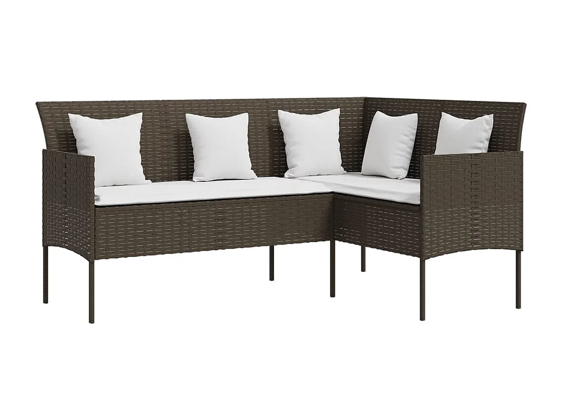 Set de sofás forma de L 5 pzas cojines ratán sintético marrón