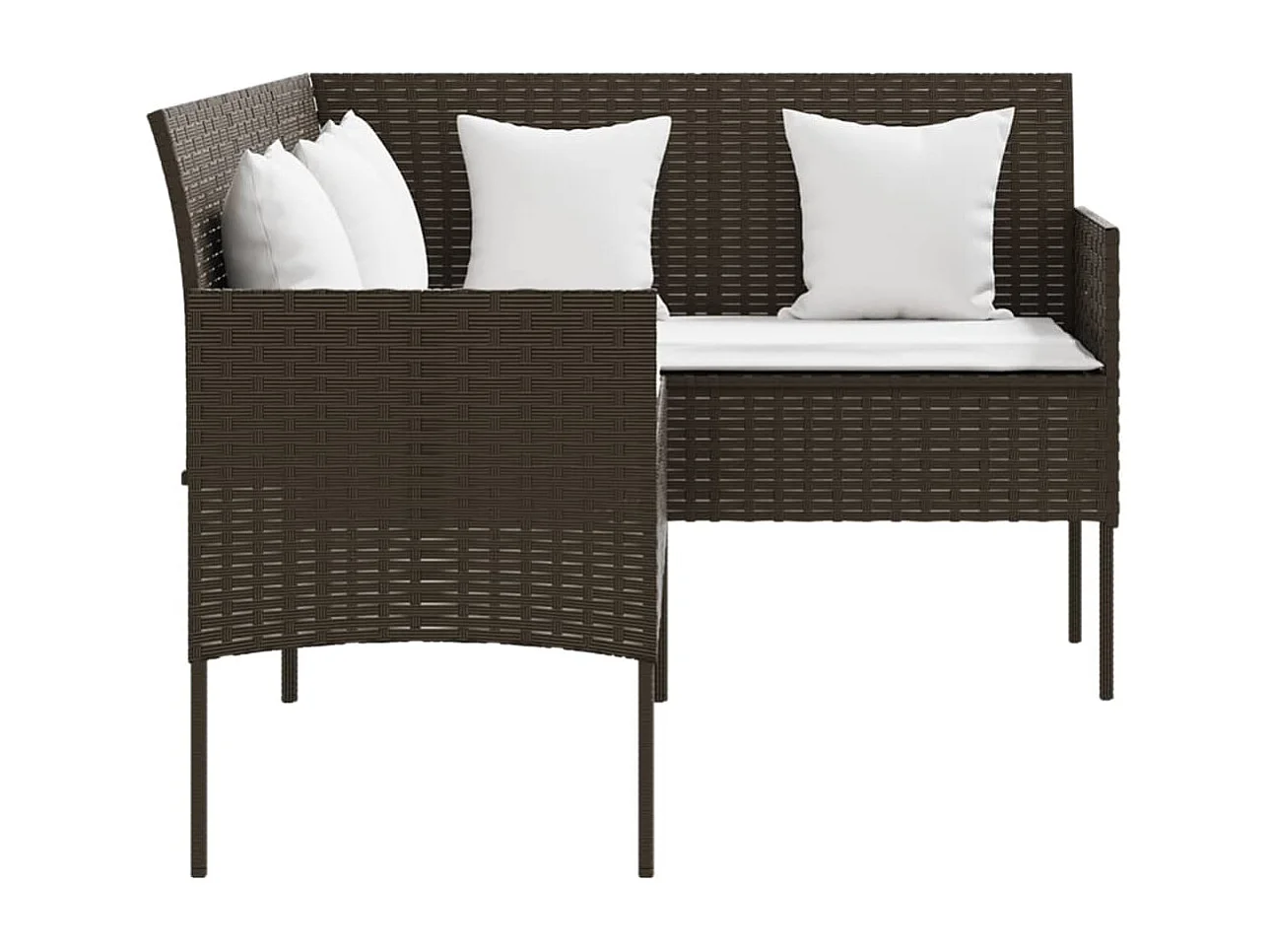 Set de sofás forma de L 5 pzas cojines ratán sintético marrón