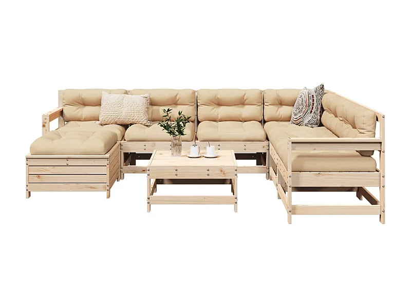 8-tlg. Garten-Sofagarnitur Massivholz Kiefer