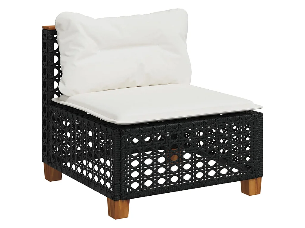 Set Divani da Giardino 9 pz con Cuscini Nero in Polyrattan