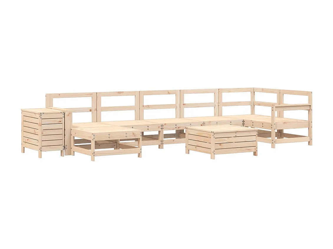 Salon de jardin 9 pcs bois de pin massif