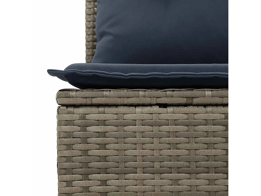 10 pcs conjunto sofás p/ jardim c/ almofadões vime PE cinzento