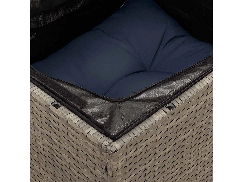 10 pcs conjunto sofás p/ jardim c/ almofadões vime PE cinzento