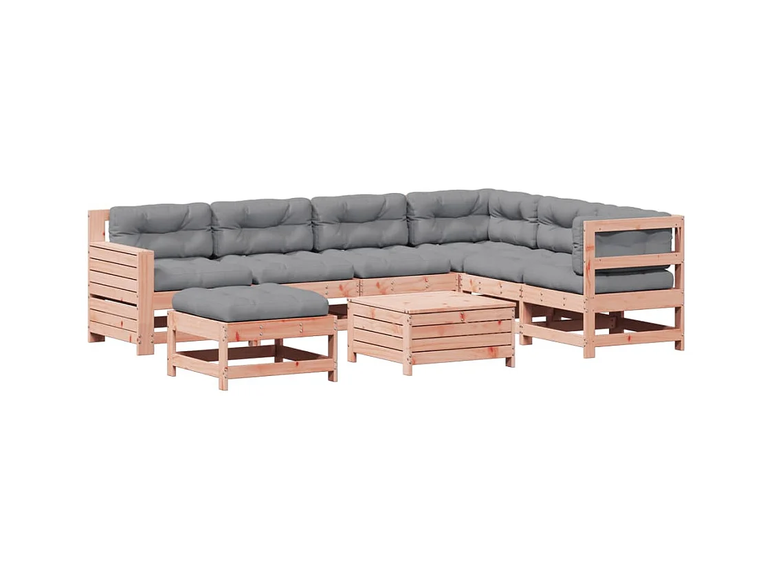 Set Divani Giardino 8 pz con Cuscini Legno Massello di Douglas