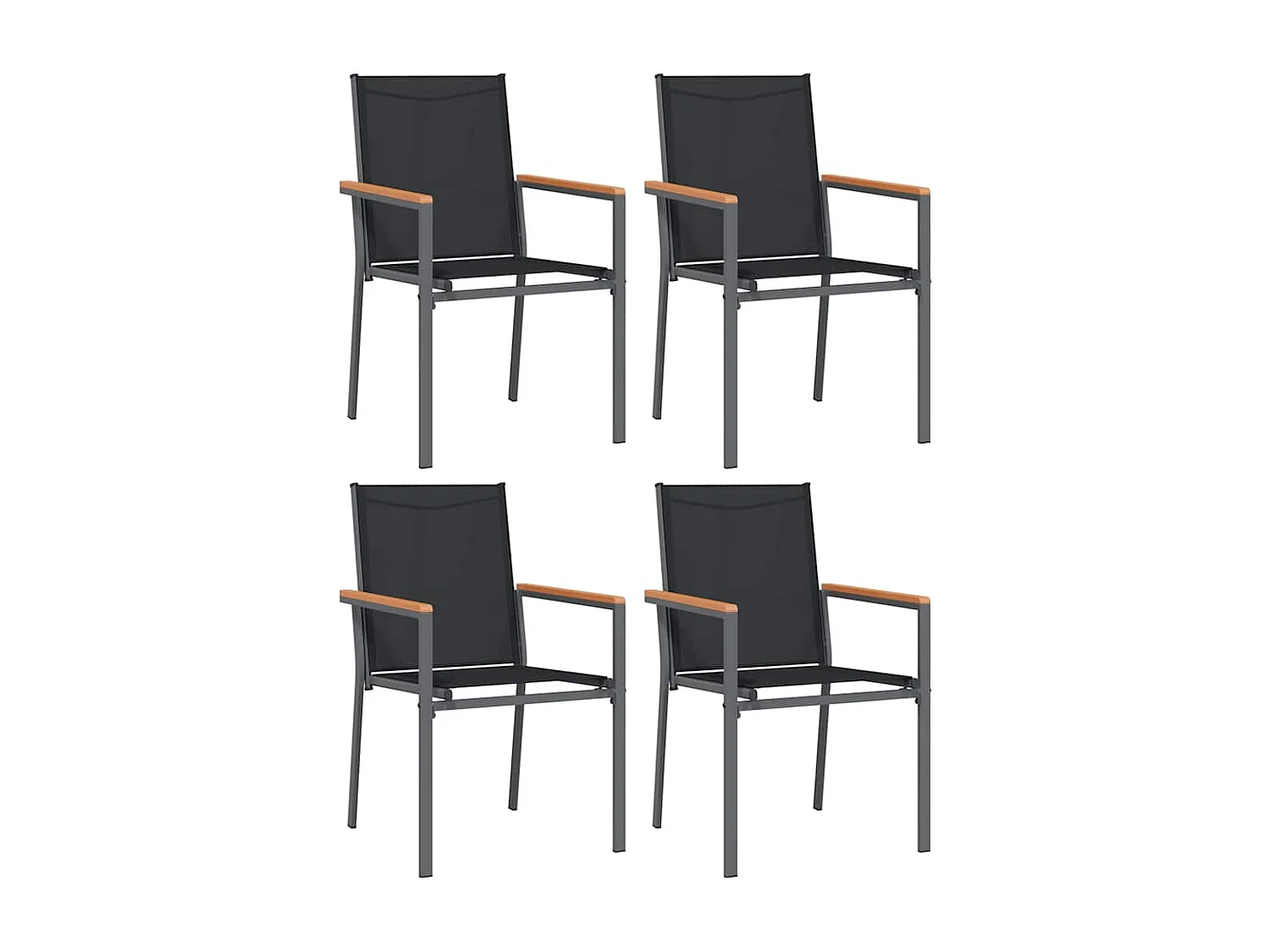 Ensemble à manger de jardin 5 pcs noir textilène et acier