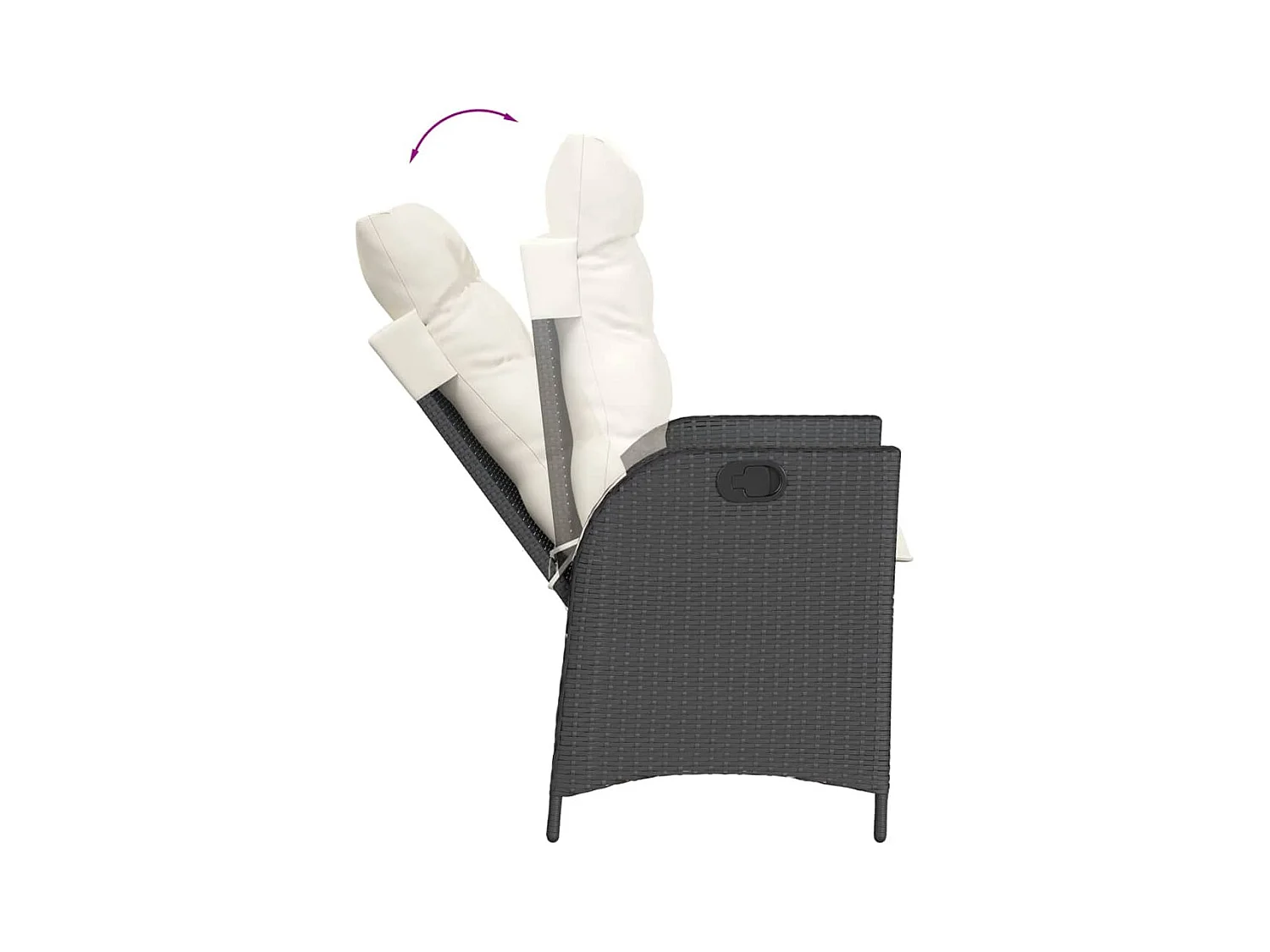 Set da Pranzo da Giardino 9 pz con Cuscini Nero in Polyrattan