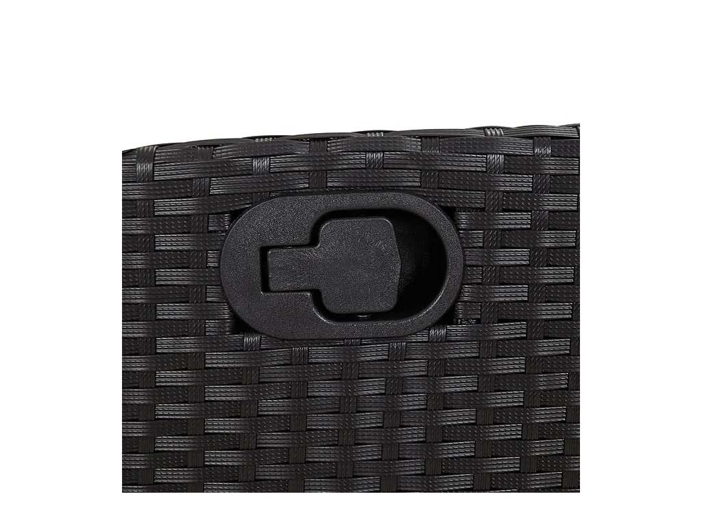 Set da Pranzo da Giardino 9 pz con Cuscini Nero in Polyrattan