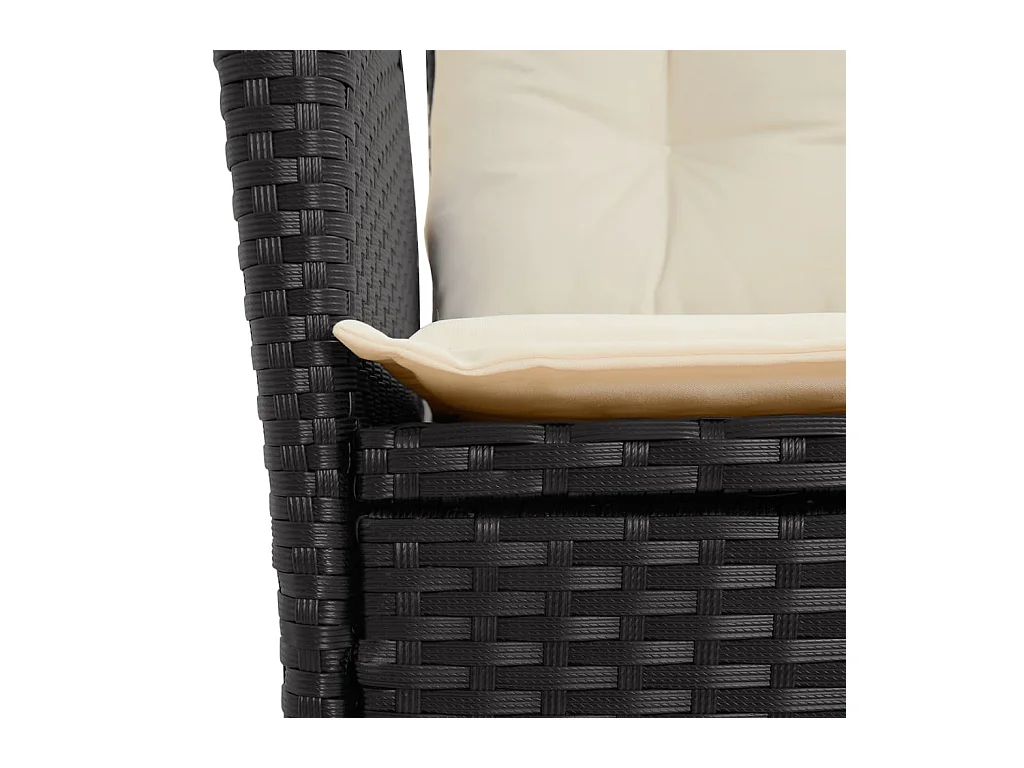 Set da Pranzo da Giardino 9 pz con Cuscini Nero in Polyrattan