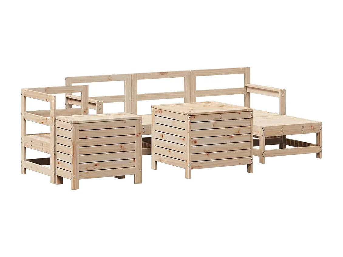 Salon de jardin 7 pcs bois de pin massif
