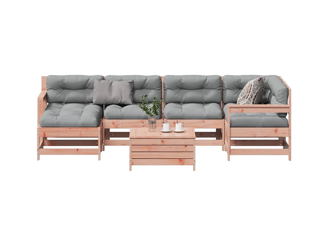 7-delige Loungeset met kussens massief douglashout
