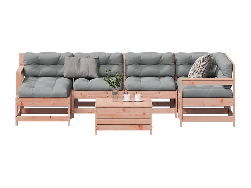 Juego de muebles jardín 7 pzas y cojines madera abeto Douglas