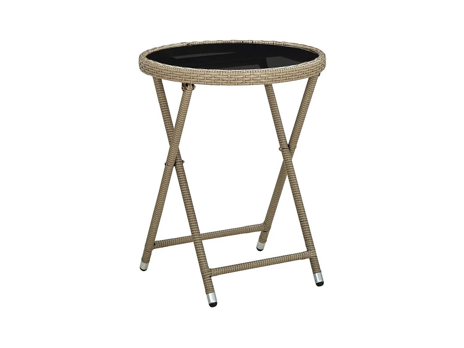 Ensemble de bistro avec coussins 3 pcs beige rotin et verre