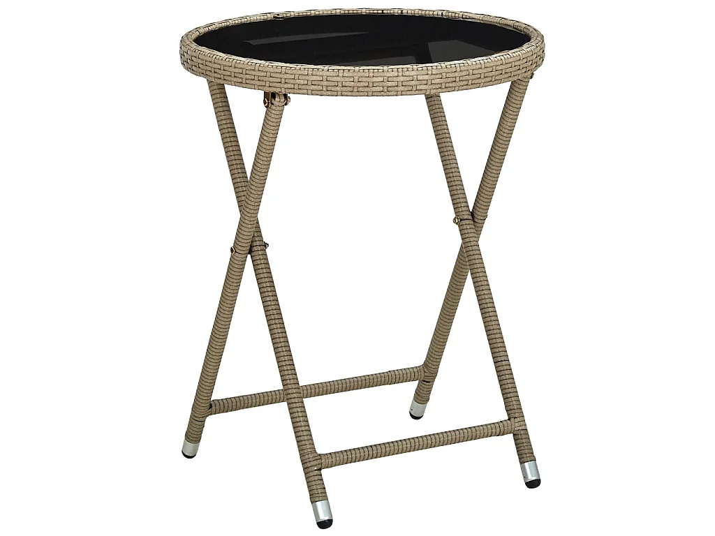 Ensemble de bistro avec coussins 3 pcs beige rotin et verre
