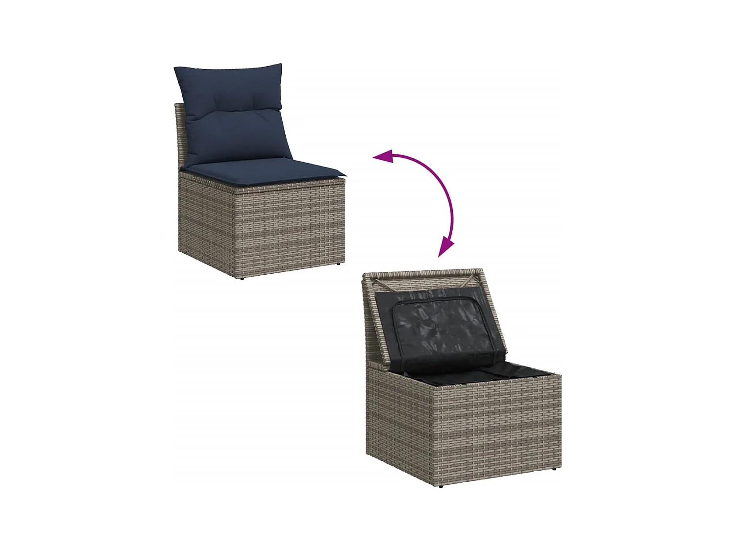 6-tlg. Garten-Sofagarnitur mit Kissen Grau Poly Rattan