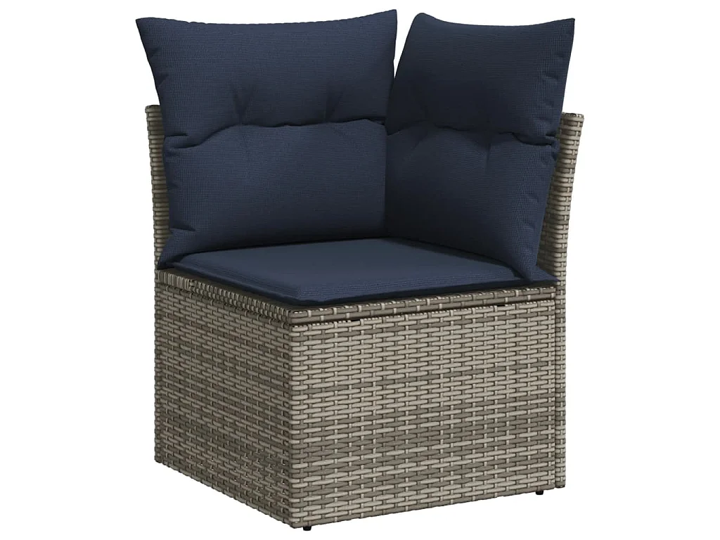 Set Divani da Giardino 6 pz con Cuscini Grigio in Polyrattan