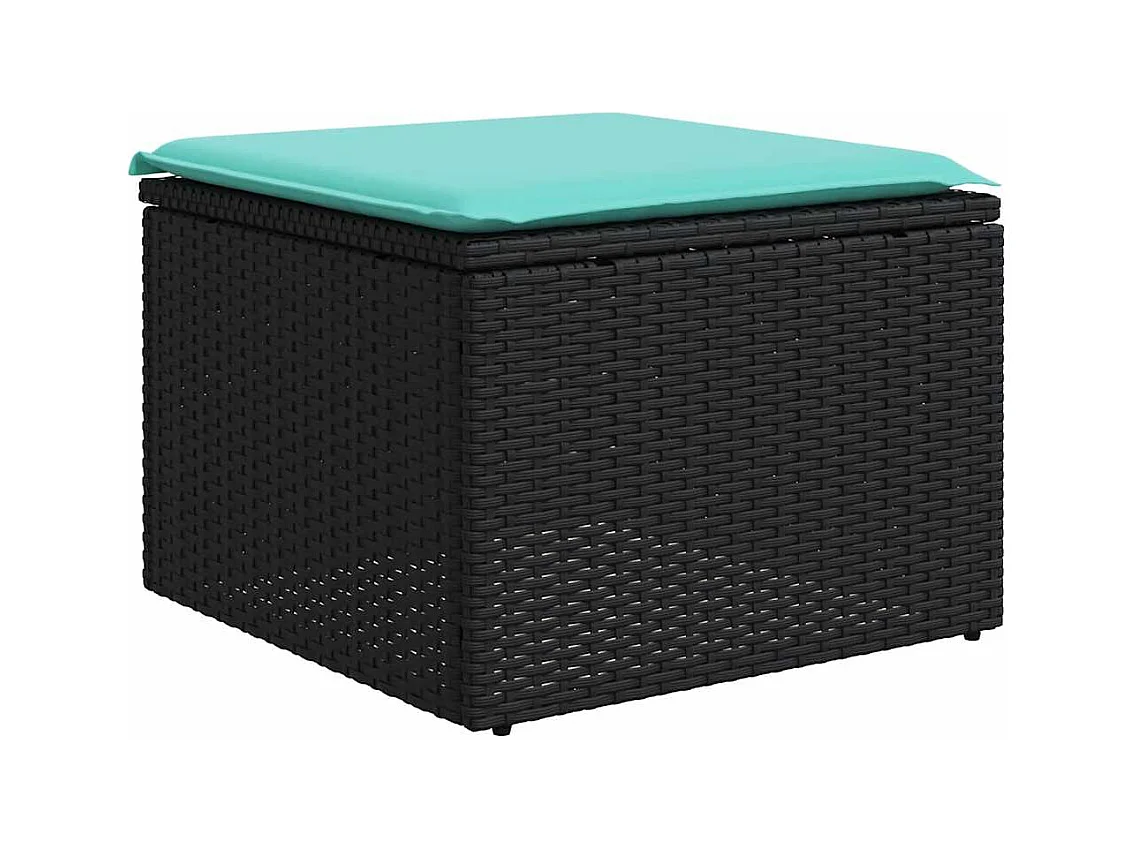 2-delige Loungeset met kussens poly rattan acacia zwart