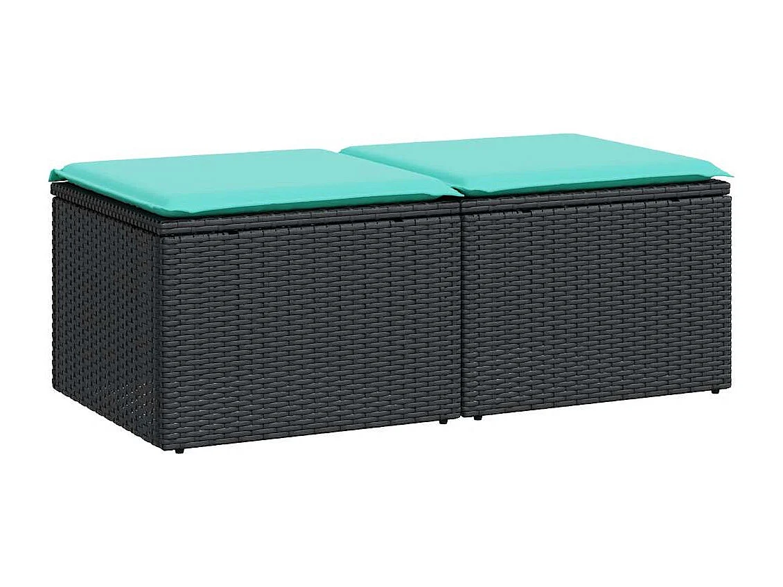 2-tlg. Garten-Sofagarnitur mit Kissen Schwarz Poly Rattan