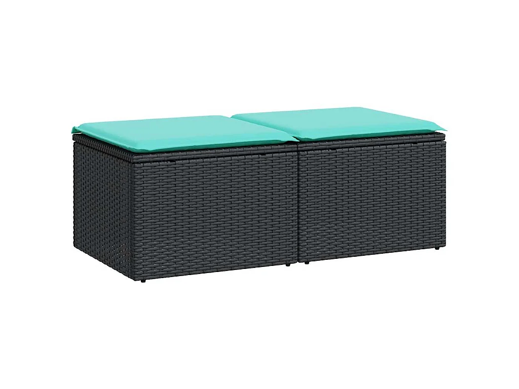 Set sofás jardín y cojines 2 pzas ratán sintético acacia negro