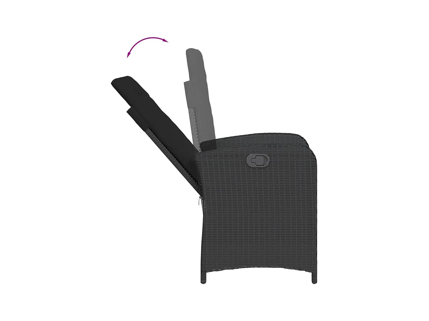 Set da Pranzo da Giardino 7 pz Nero con Cuscini in Polyrattan