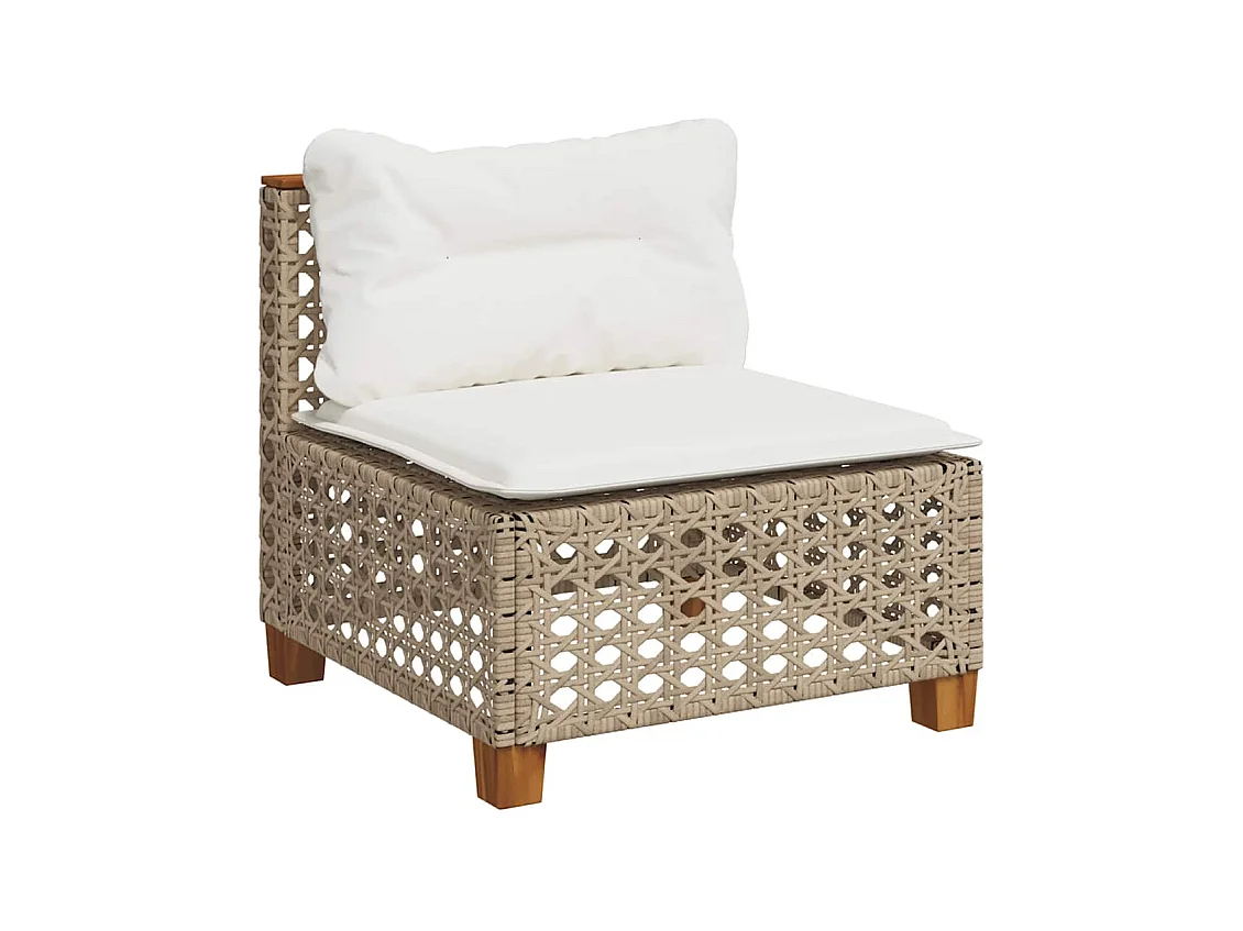 Salon de jardin avec coussins 7 pcs beige résine tressée