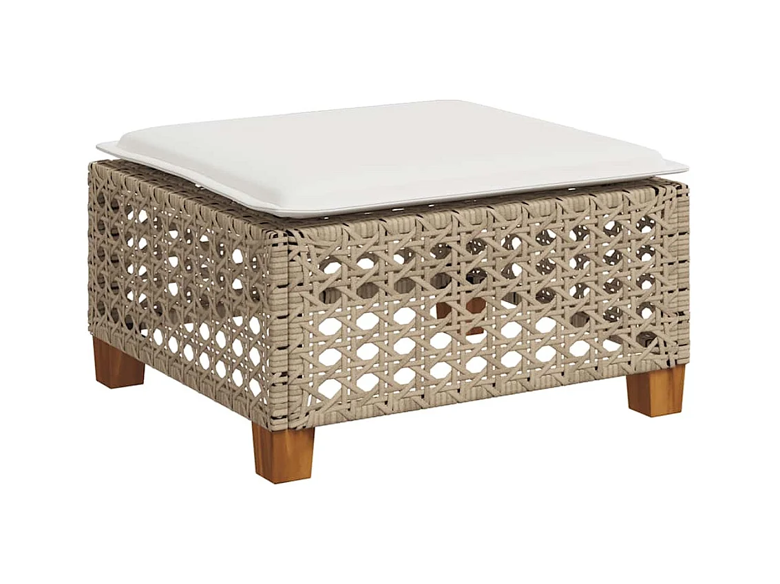 Salon de jardin avec coussins 7 pcs beige résine tressée