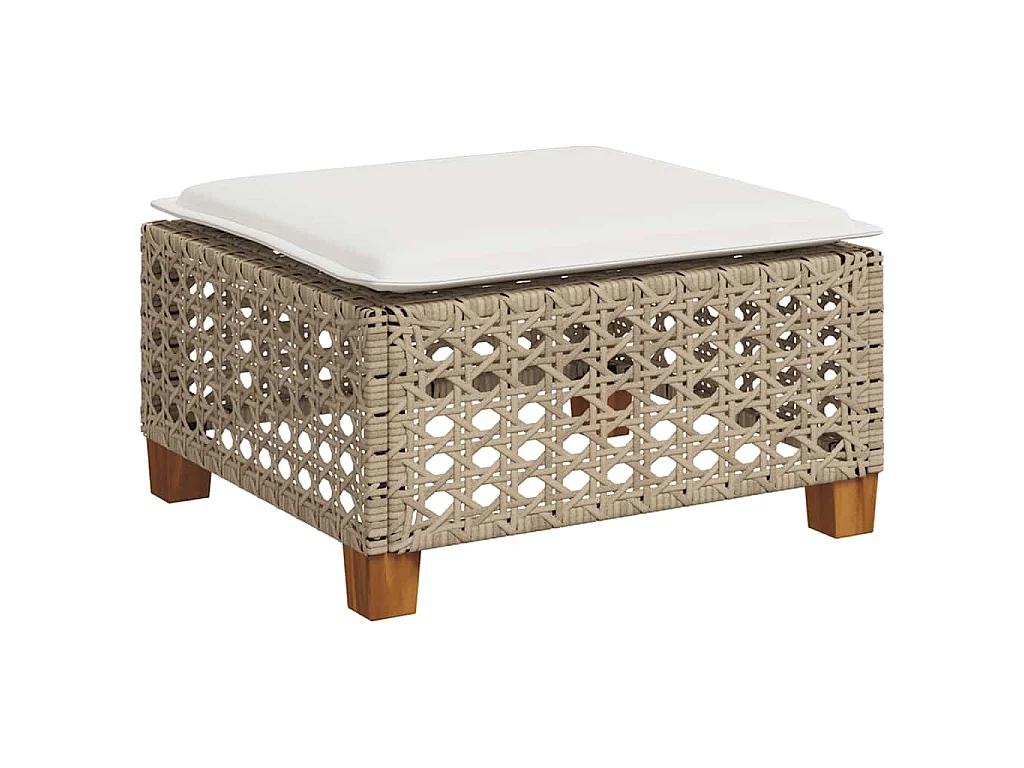 7-tlg. Garten-Sofagarnitur mit Kissen Beige Poly Rattan