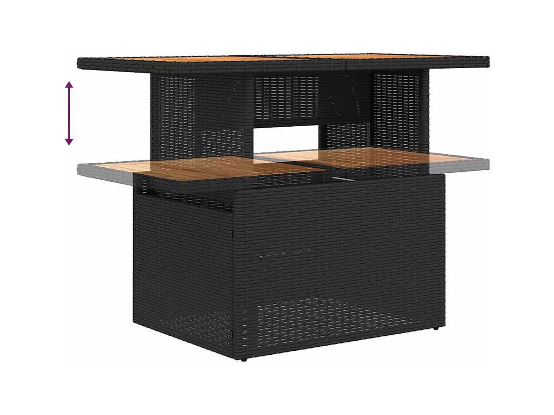 11-tlg. Garten-Sofagarnitur mit Kissen Schwarz Poly Rattan