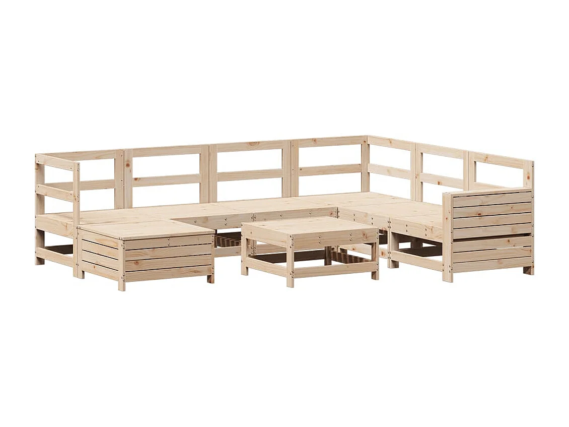 Salon de jardin 8 pcs bois de pin massif