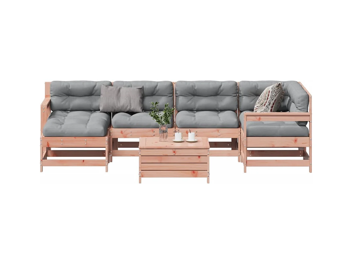 7-tlg. Garten-Lounge-Set mit Kissen Massivholz Douglasie