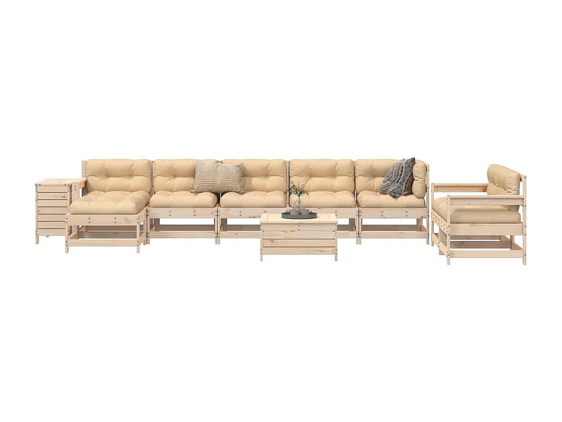 10-delige Loungeset massief grenenhout